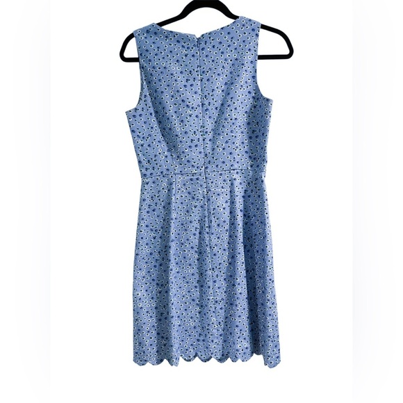 J. Crew Factory Blue Floral Scalloped Sleeveless Mini Dress Size Small - Picture 3 of 4
